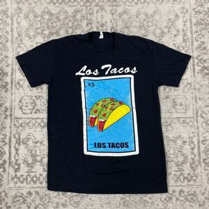 Top Apparel Los Tacos T Shirt Adult Short Sleeve Black Loteria Shirt Size Small